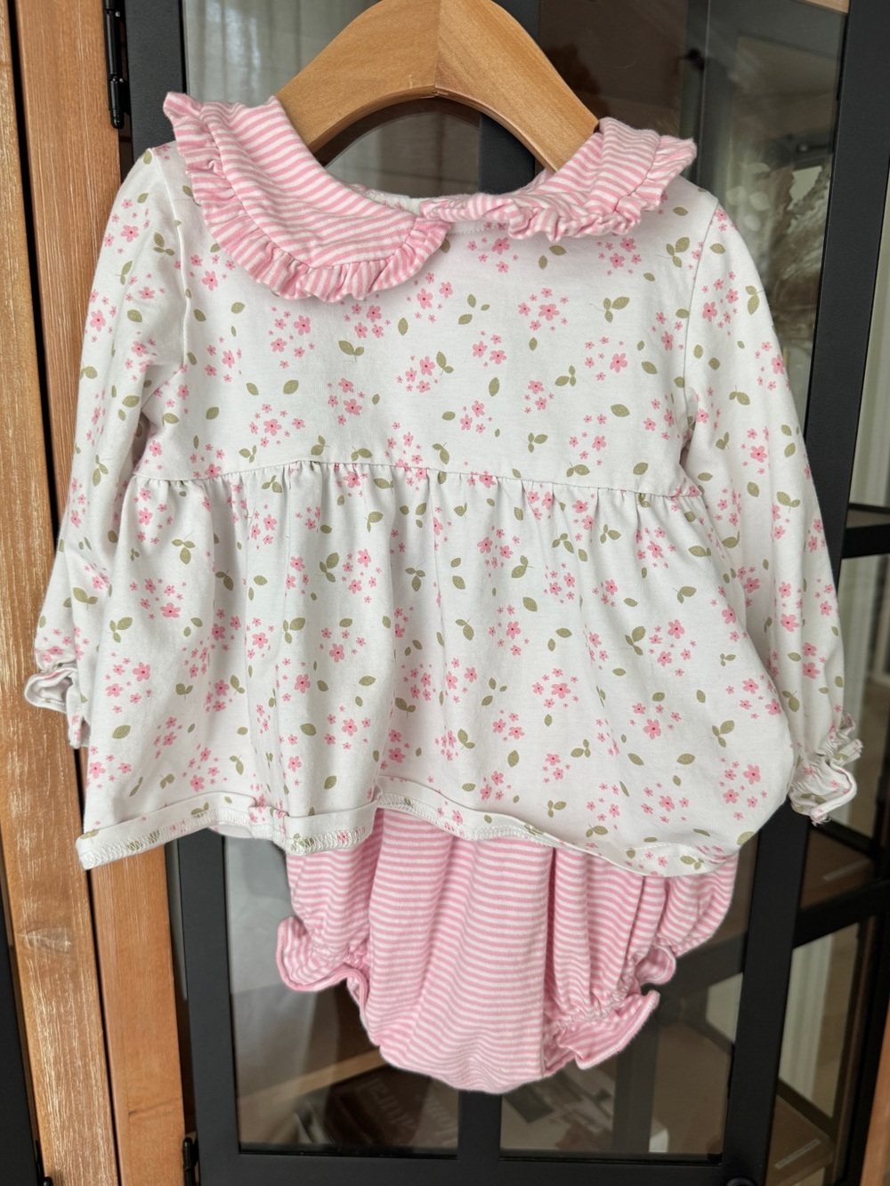 Stitchy Fish floral set bloomers long sleeve ruffle peter pan collar baby girl